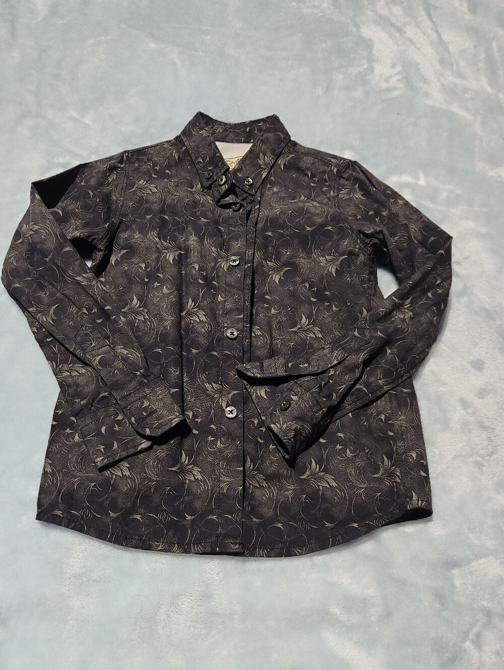 Boy’s Black Print Button-Up Shirt